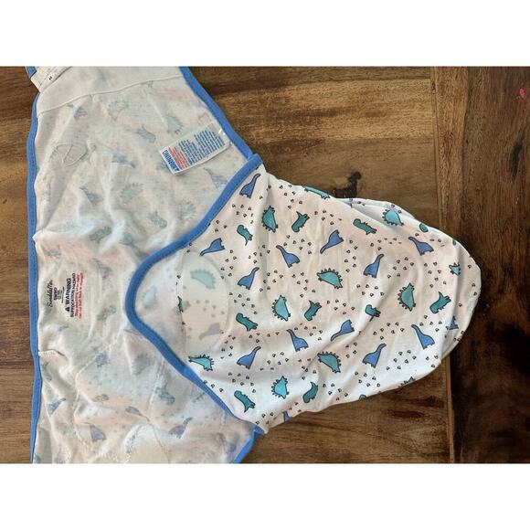 Swaddle Me Baby White & Blue 100% Cotton Dinosaur Print Sleepsack Size SM/MD - Picture 6 of 6